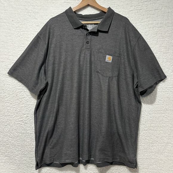Carhartt Men's Polo Loose Fit Short Sleeve Pocket Work Workwear Gray Size 2XL - Picture 1 of 11